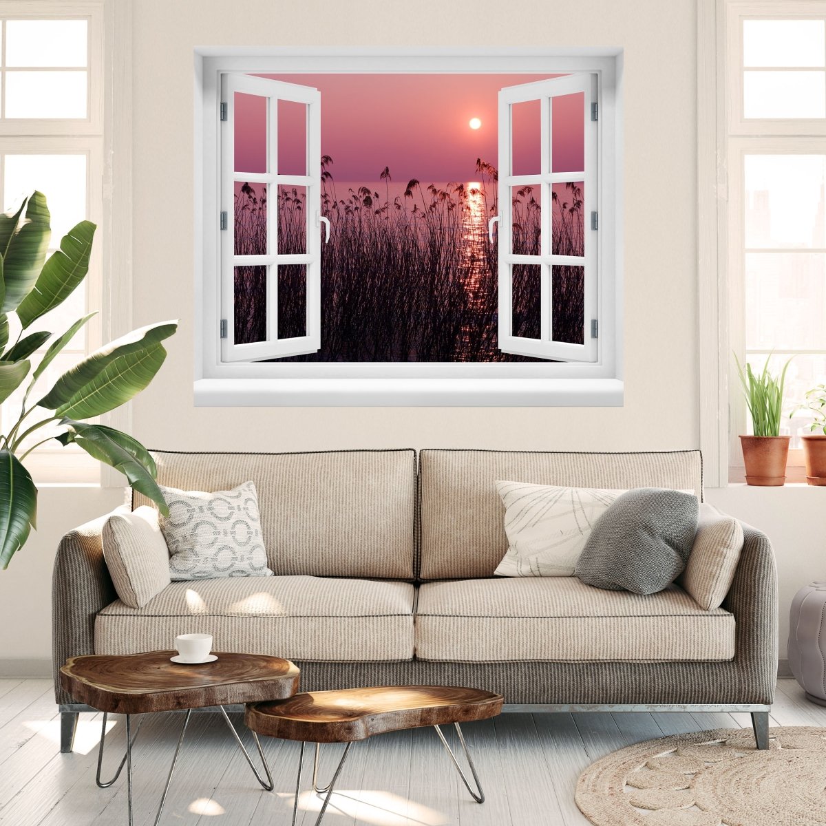 3D wall sticker lake in the sunset nature - wall decal M0172