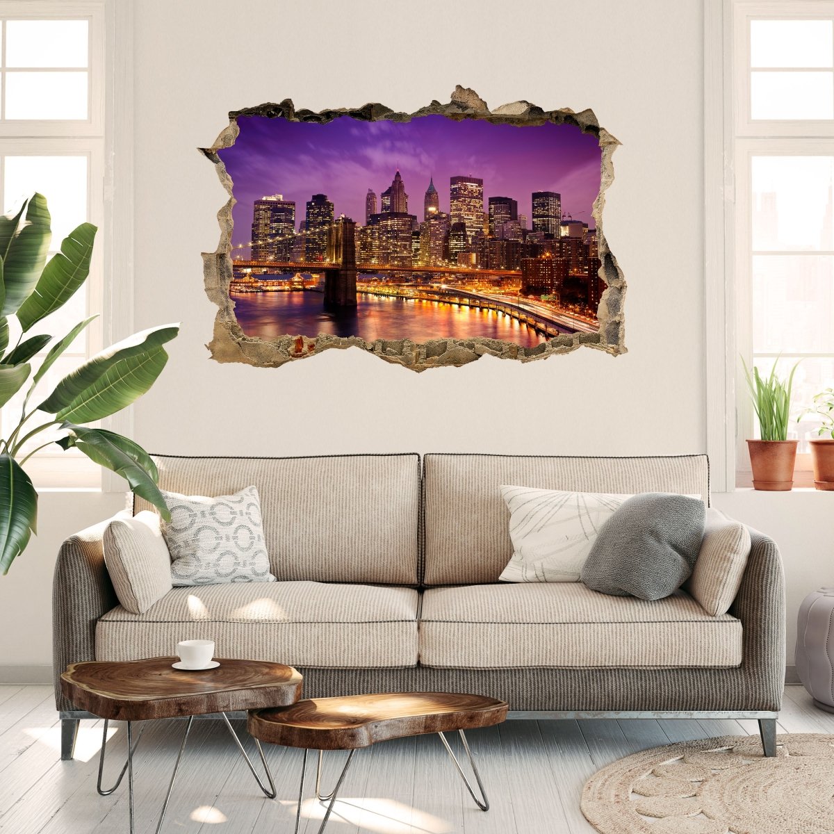 Sticker mural 3D New York la nuit - Wall Decal M0178