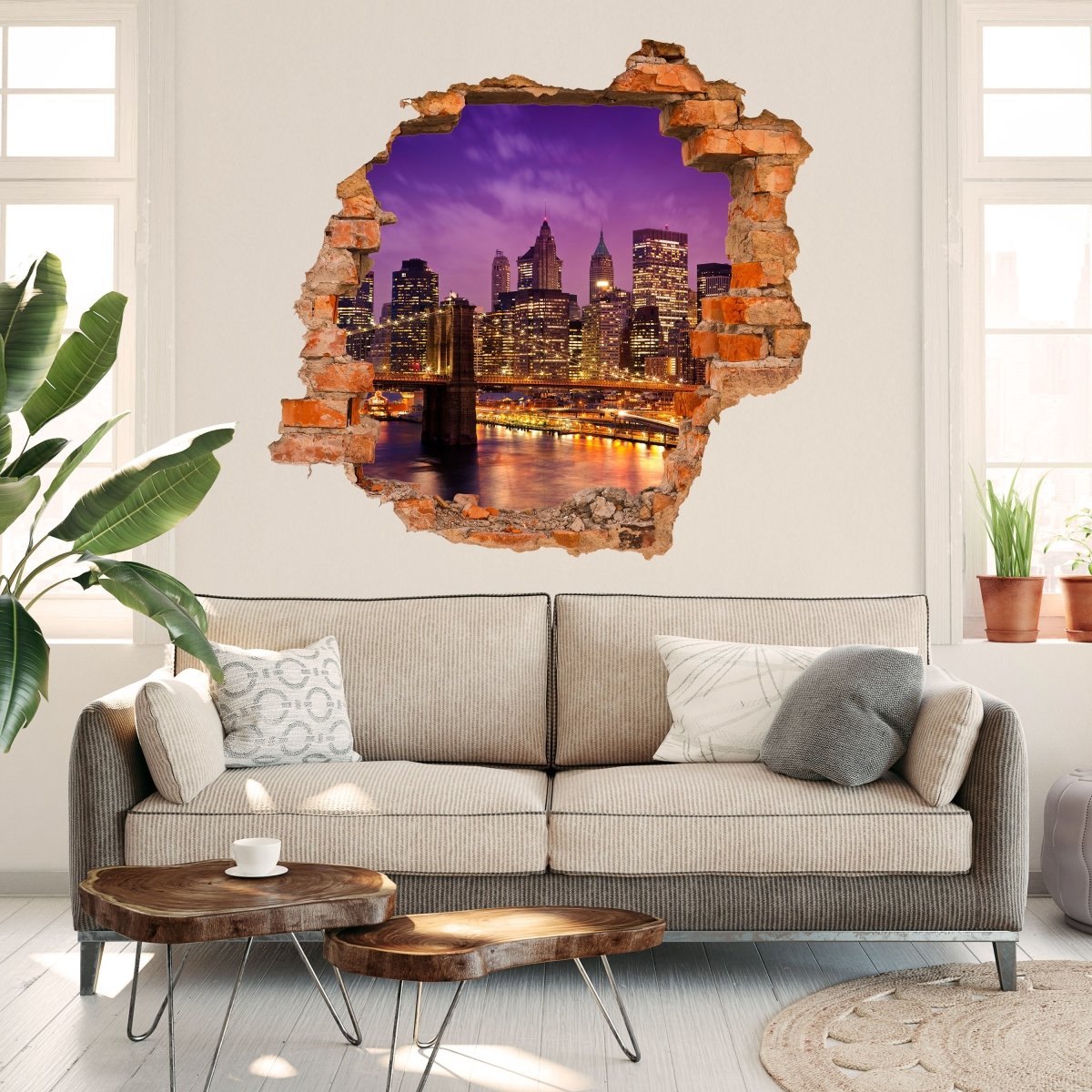 Sticker mural 3D New York la nuit - Wall Decal M0178