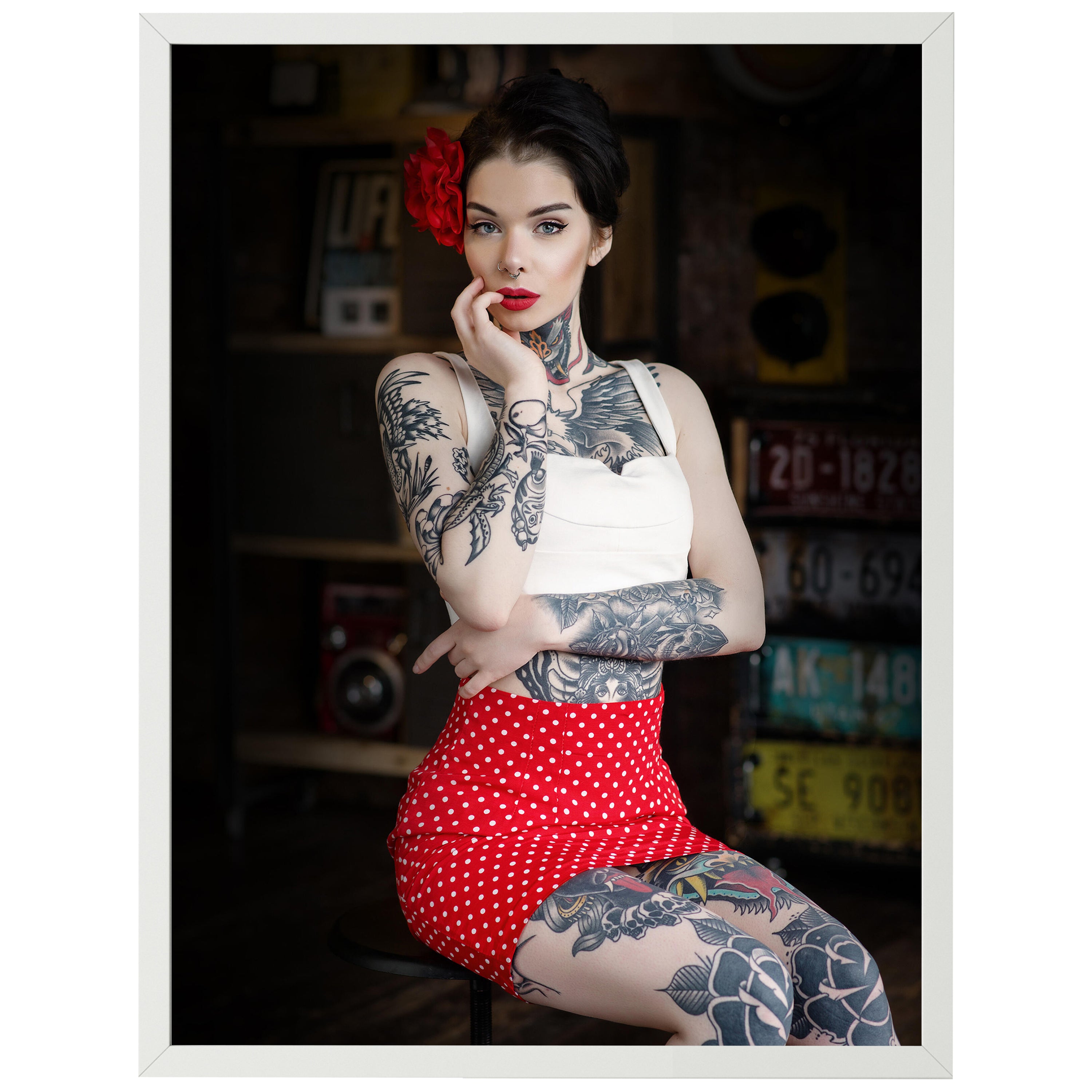 wandmotiv24 Poster, Poster - Frau, Tattoo, Retro - M0182 - Bild 1