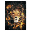 Leinwandbild Löwen, Hochformat, Löwe in Feuer & Flamme M0191