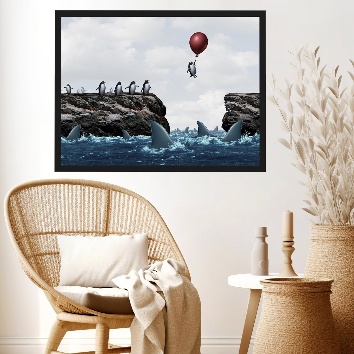 Wall-Art Poster »Pinguin Luftballon«, Tiere, (1 St.), Poster ohne  Bilderrahmen