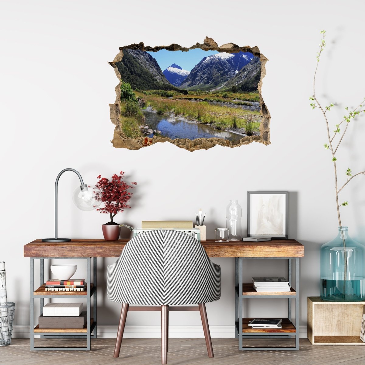Sticker mural 3D fjord paysage nature - Wall Decal M0214