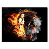 Tableau sur toile Crâne, paysage, crâne en feu et flammes M0218