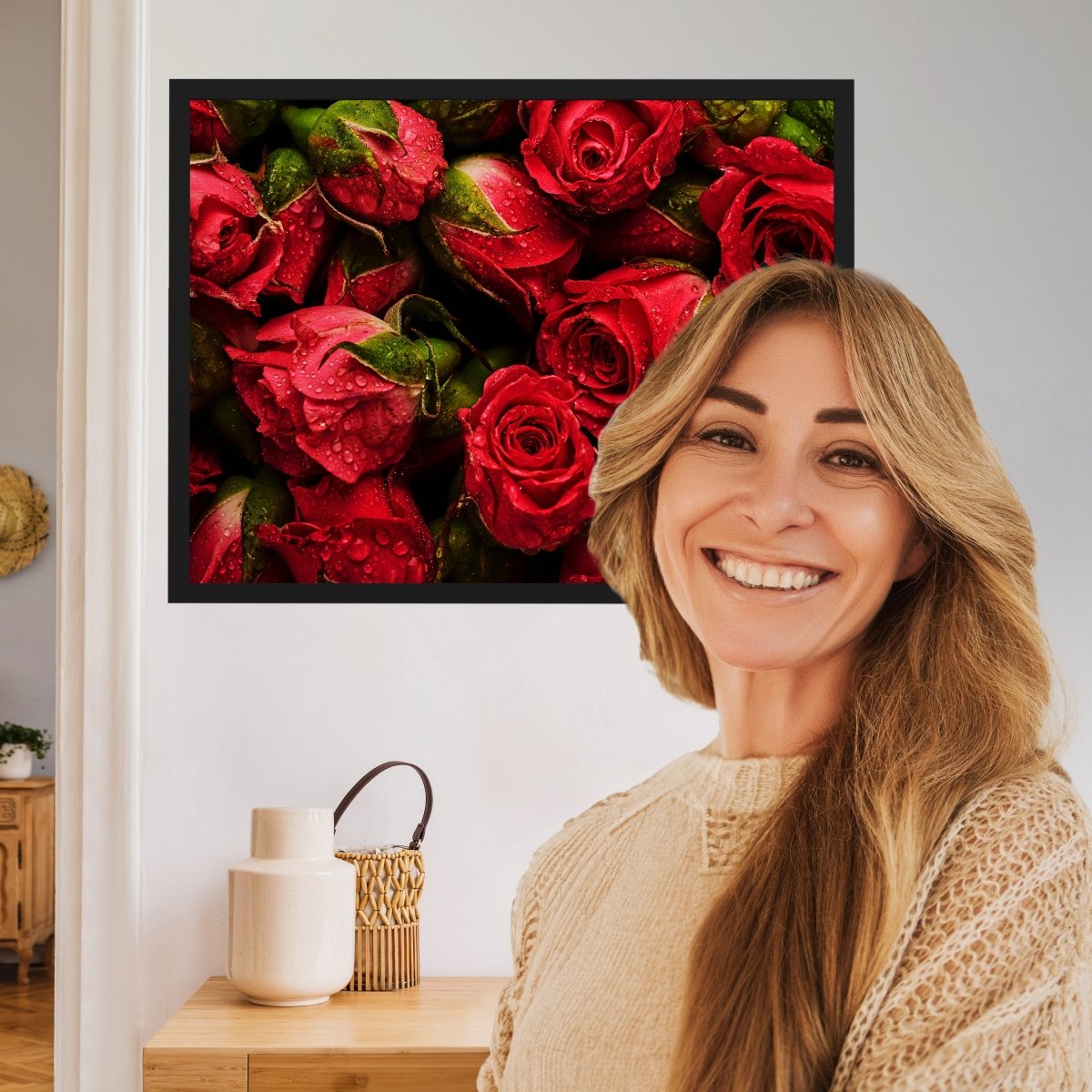 Poster M0222 rote Rosen, Blumen