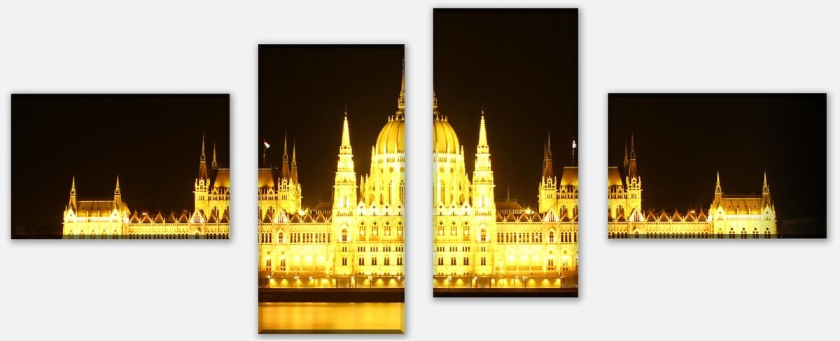 Leinwandbild Mehrteiler Budapest bei Nacht M0226