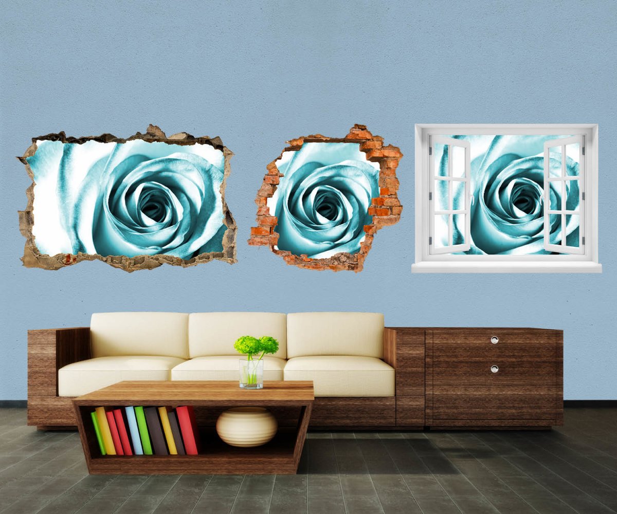 3D-Wandtattoo Blaue Rose Blüte entdecken - Wandsticker M0227 - Bild 1
