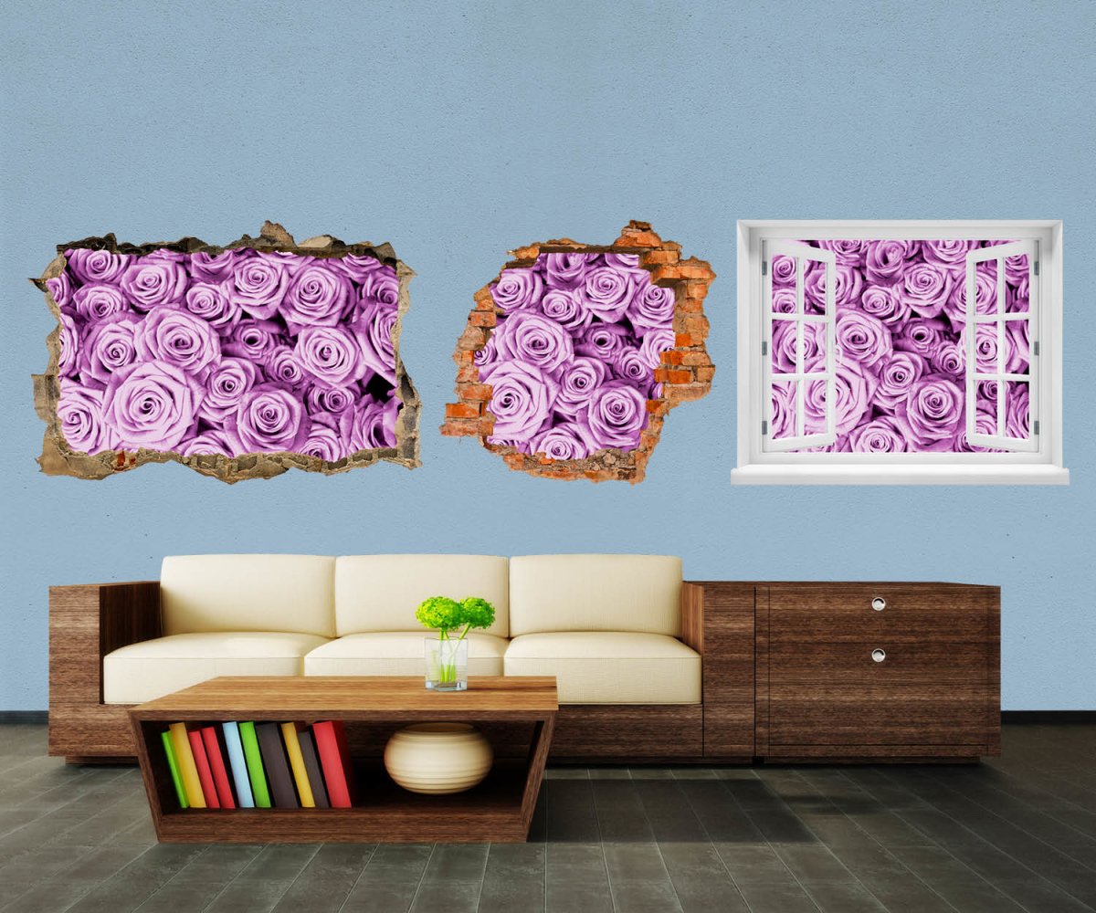 3D-Wandtattoo violettes Rosenfeld Blüte entdecken - Wandsticker M0232 - Bild 1