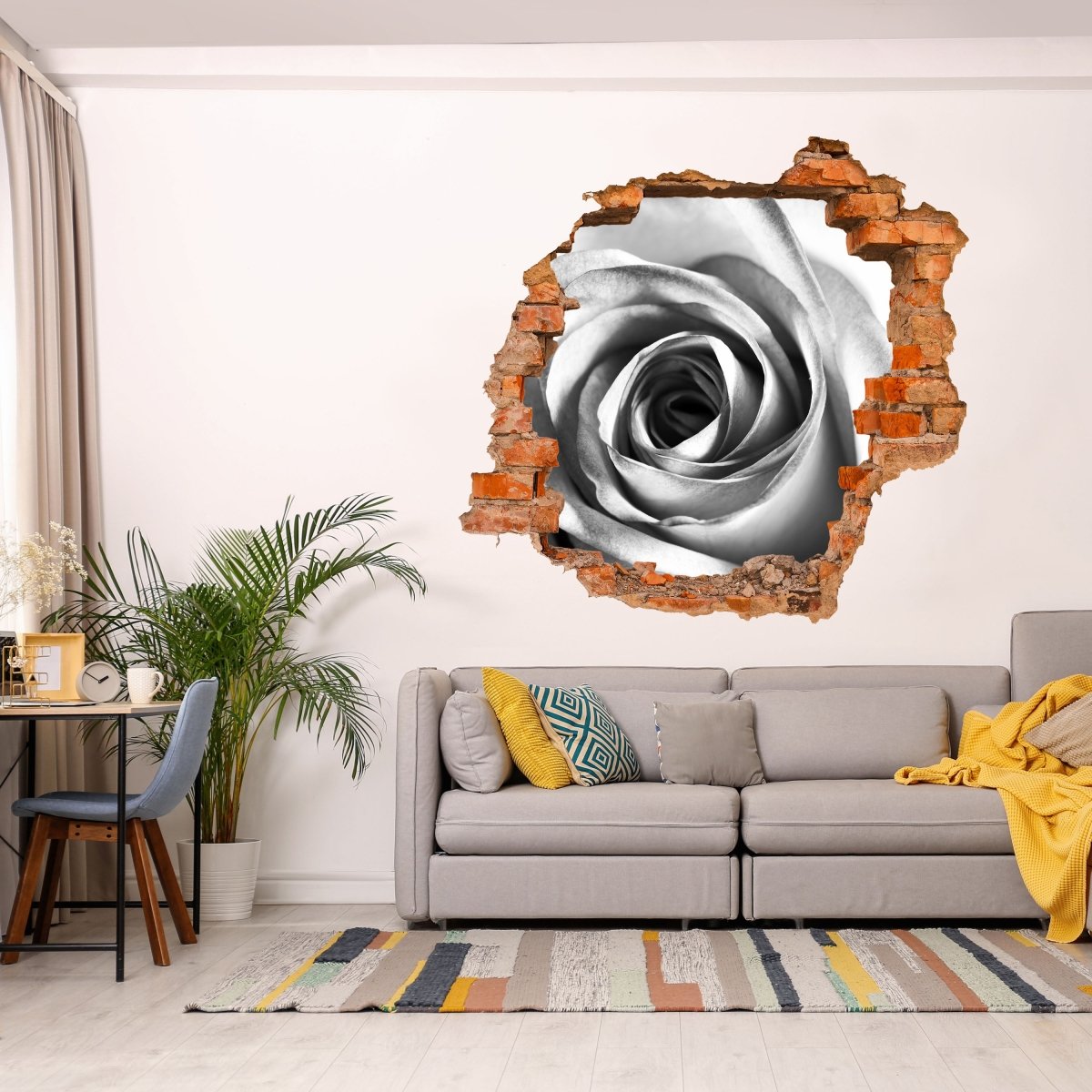 3D wall sticker white rose blossom - Wall Decal M0233