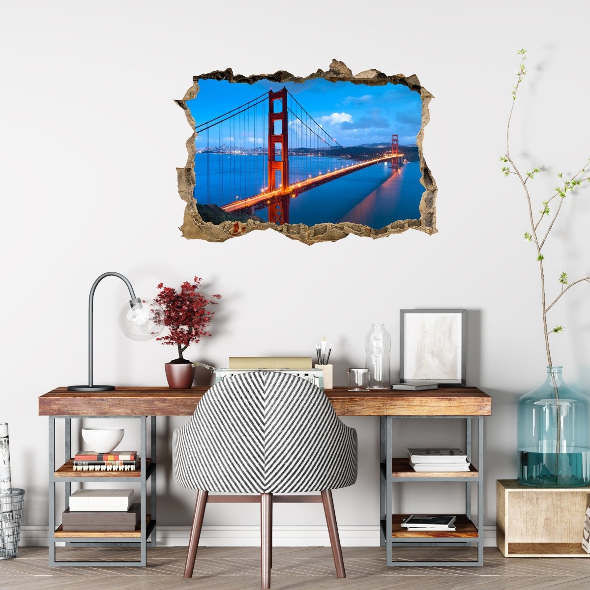 3D Wall Sticker Golden Gate Bridge - Wall Decal M0234