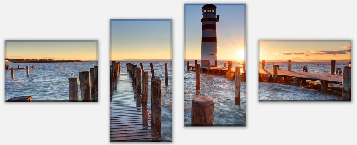 Stretched Canvas Print Lighthouse with Pier M0238