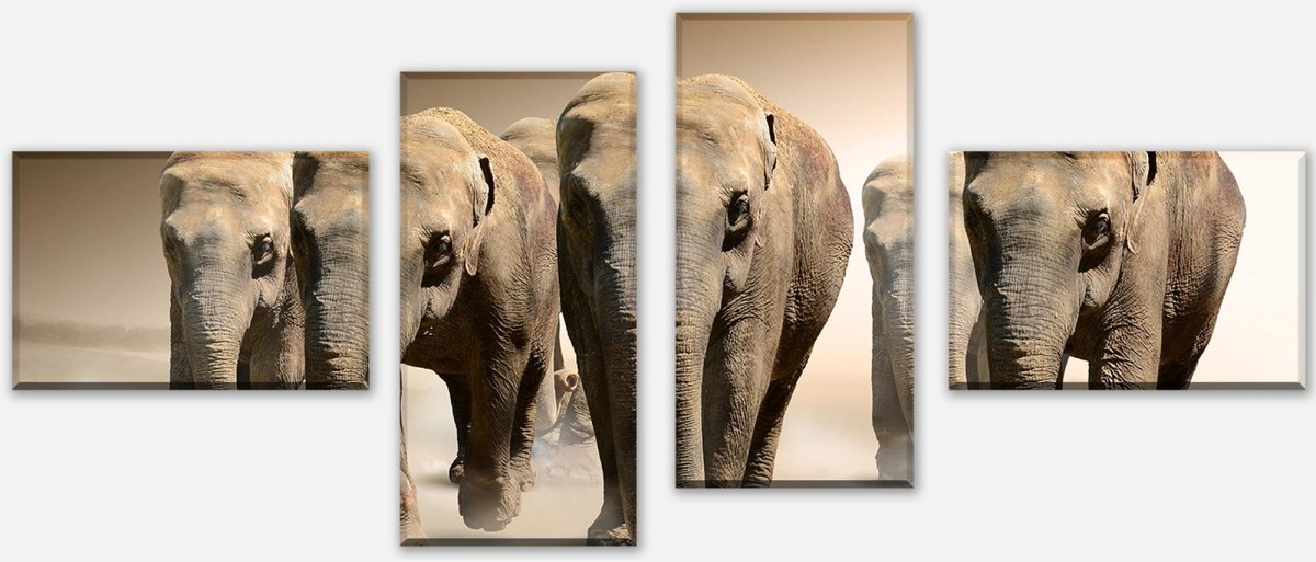 Tableau sur toile Diviseur Groupe d'éléphants Afrique M0245