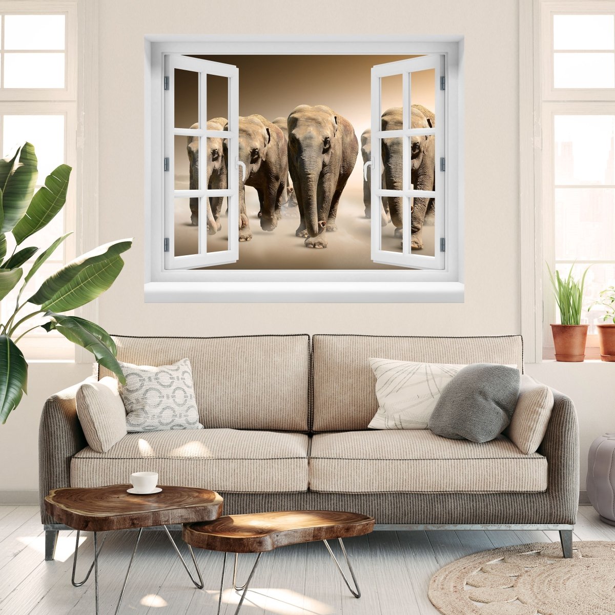 3D wall sticker African group of elephants - Wall Decal M0245