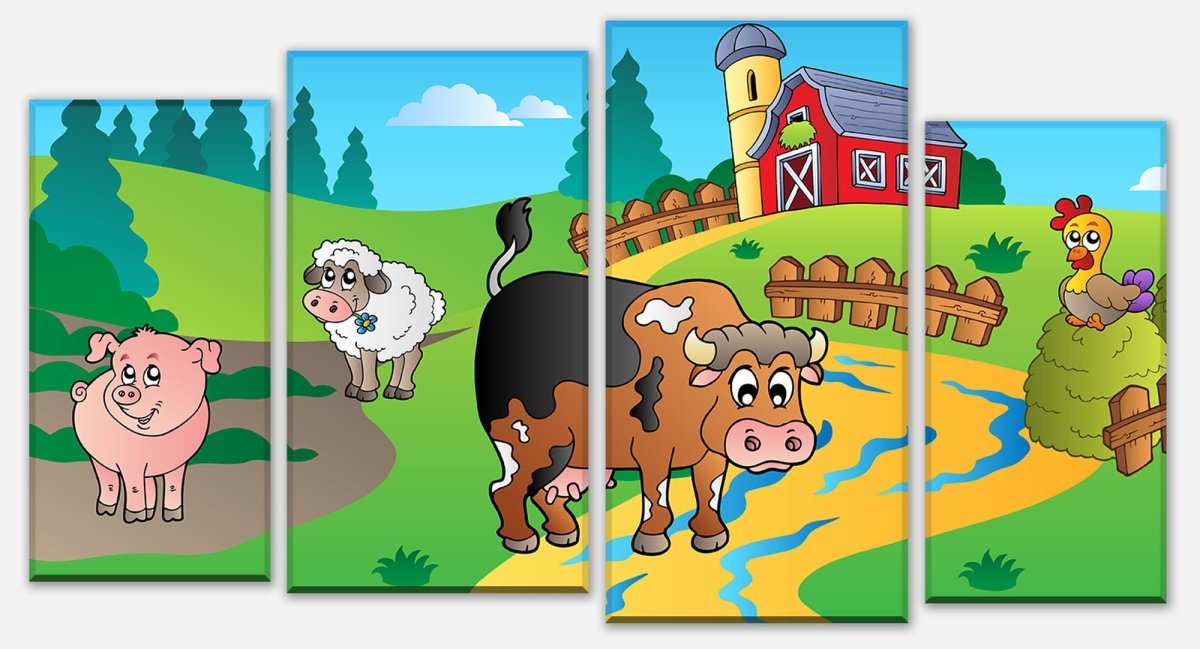 Leinwandbild Mehrteiler Farmtiere Kinder M0257