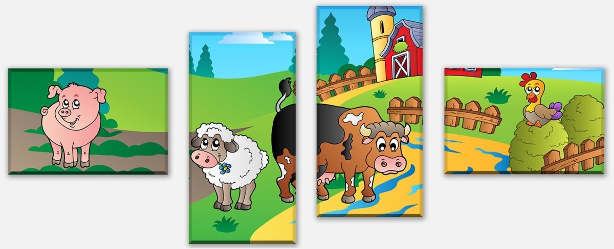 Leinwandbild Mehrteiler Farmtiere Kinder M0257