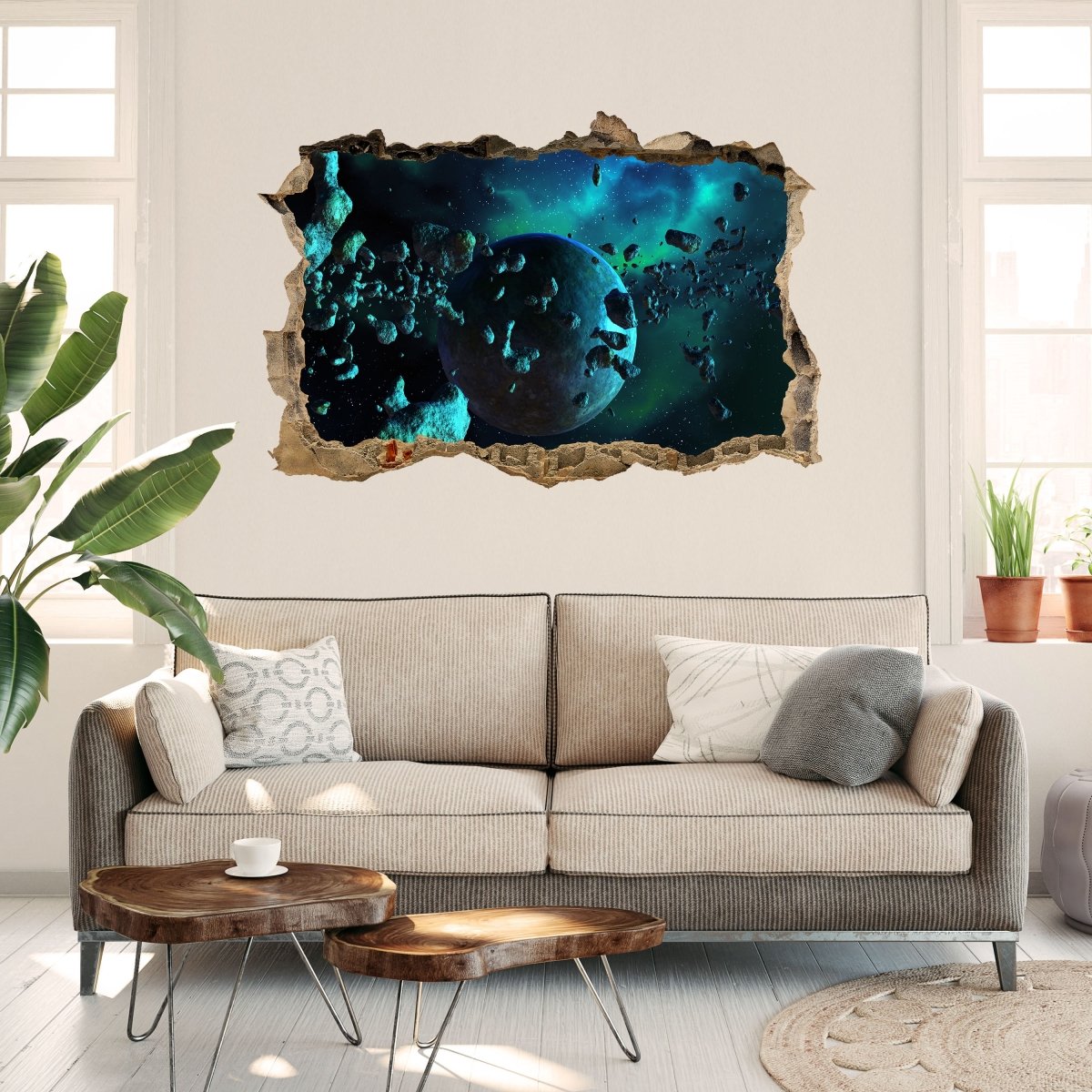Sticker mural 3D Asteroid Field Space - Wall Decal M0263