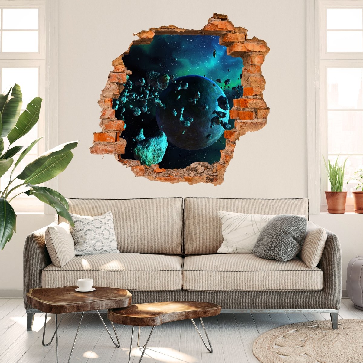 Sticker mural 3D Asteroid Field Space - Wall Decal M0263