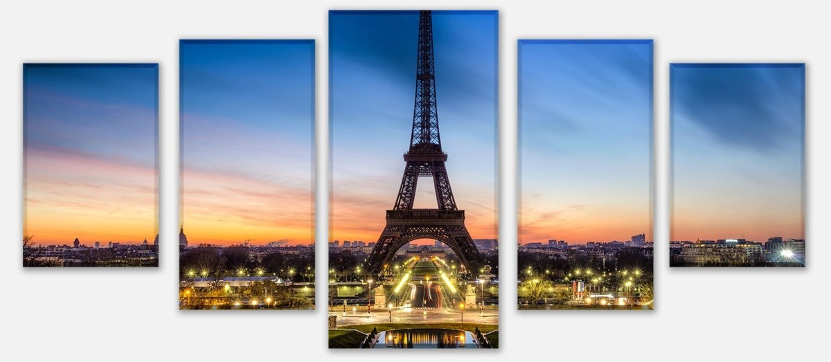Leinwandbild Mehrteiler Eiffelturm bei Nacht Frankreich M0266 entdecken - Bild 1