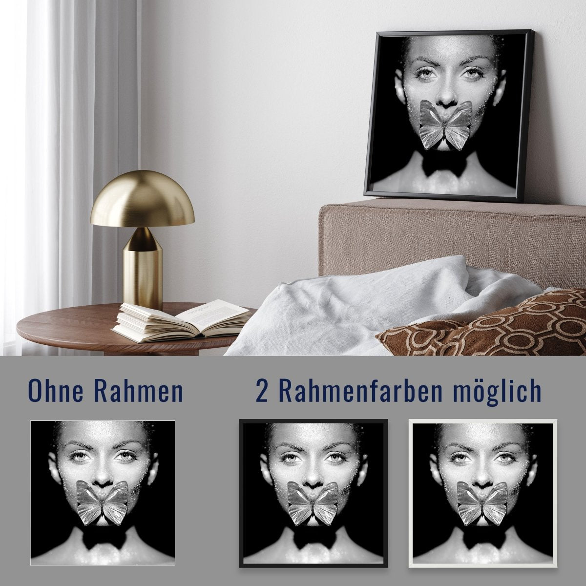 wandmotiv24 Poster, Poster - Frau, Lippen, Schmetterling - M0284 - Bild 4