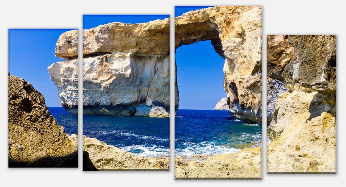 Leinwandbild Mehrteiler Blaues Fenster Gozo M0288