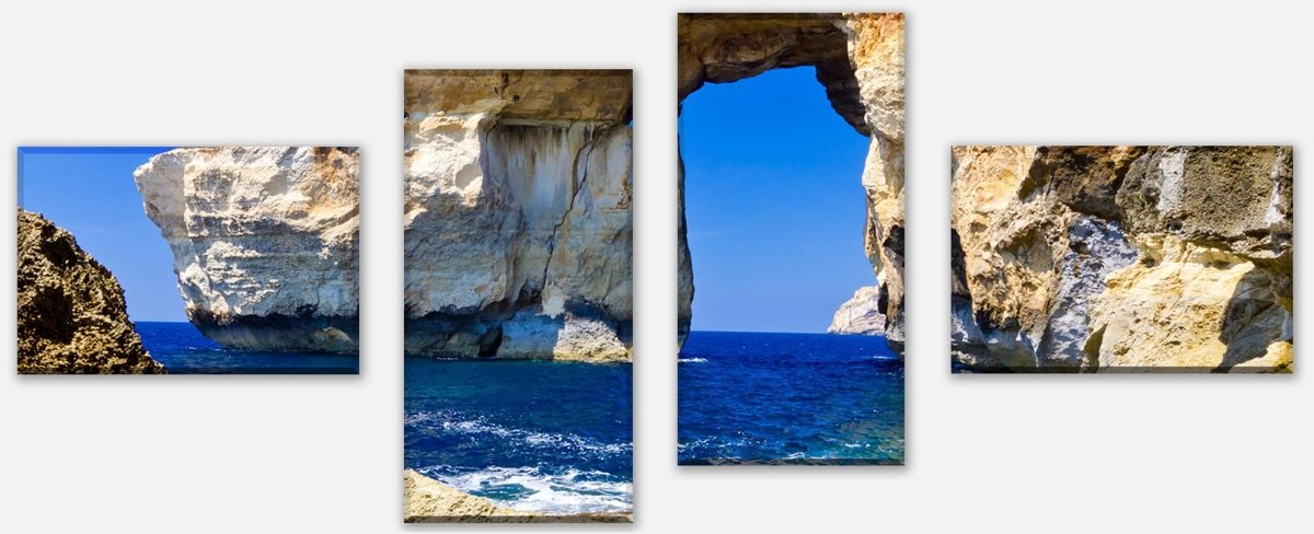 Leinwandbild Mehrteiler Blaues Fenster Gozo M0288
