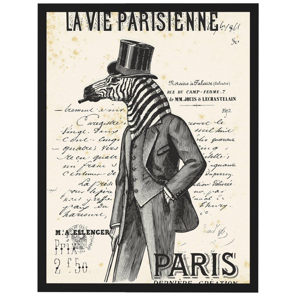 wandmotiv24 Poster, Poster - Vintage, Zebra, Paris - M0295 - Bild 1