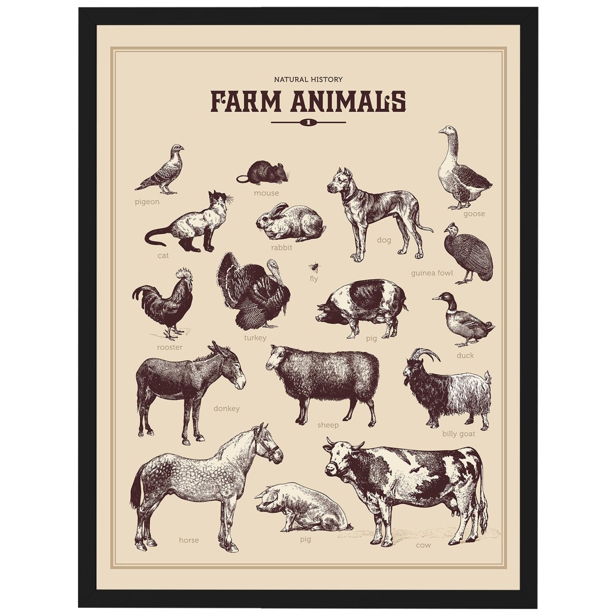 wandmotiv24 Poster, Poster - Vintage, Tiere, Bauernhof - M0296 - Bild 1