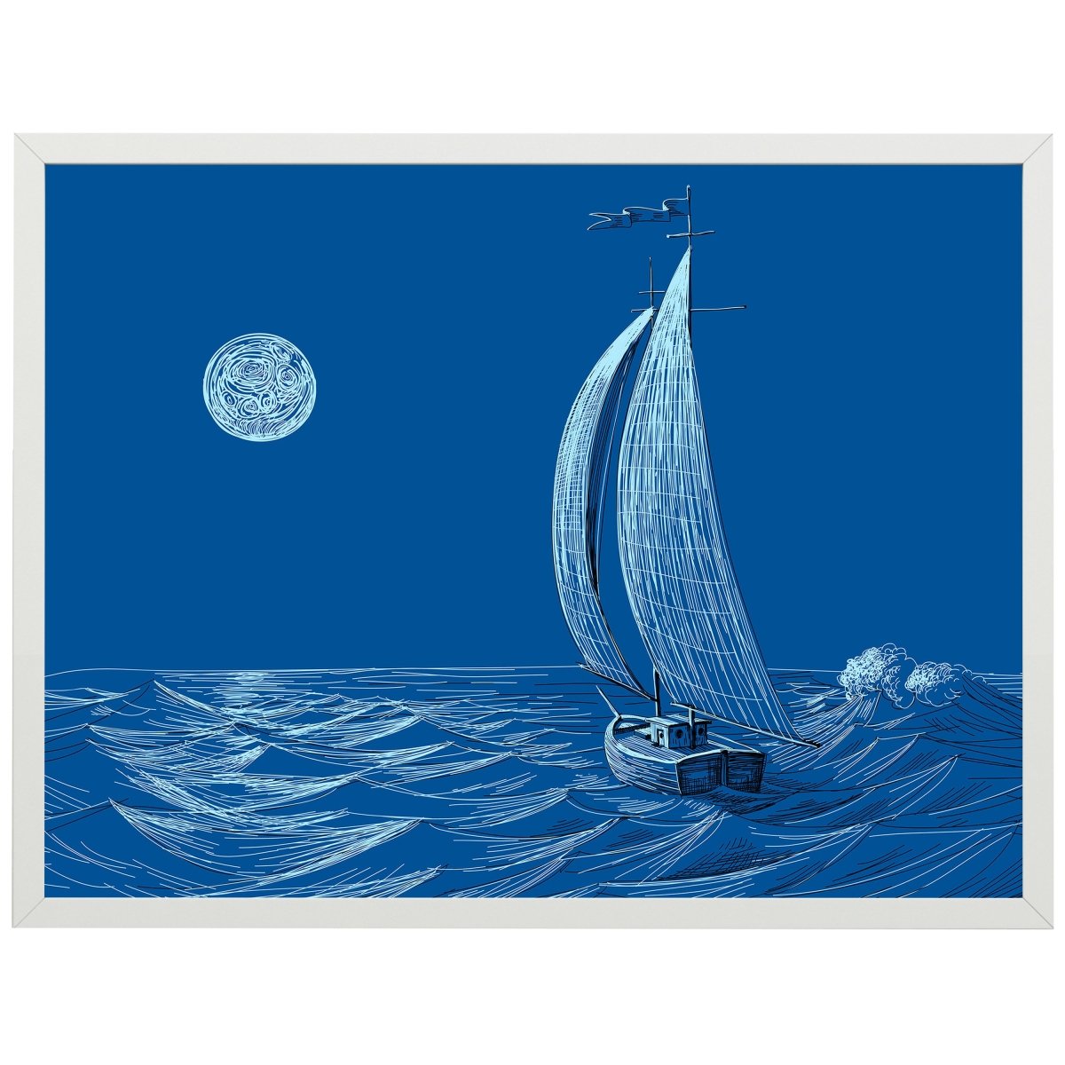 wandmotiv24 Poster, Poster - Meer, Boot, Mond - M0298 - Bild 1