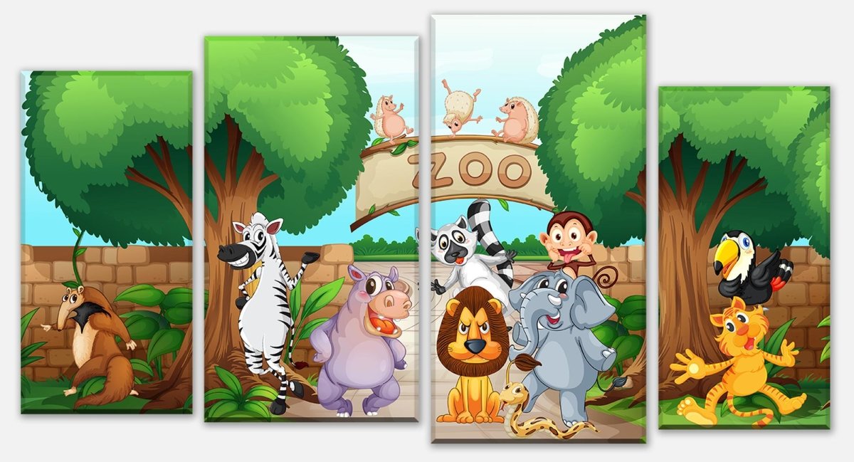 Tableau sur toile Intercalaire animaux du zoo enfants M0302