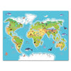Canvas Print World map, landscape, children's map, animals of the world M0307