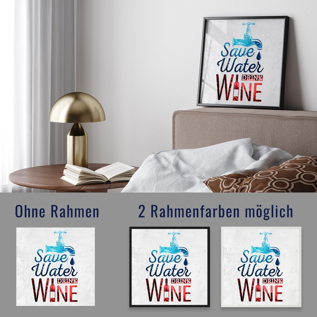 wandmotiv24 Poster, Poster - Spruch, Wein, Wasser - M0307 - Bild 4