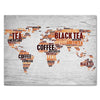 Canvas Print World Map, Landscape, Coffee & Tea Map M0308