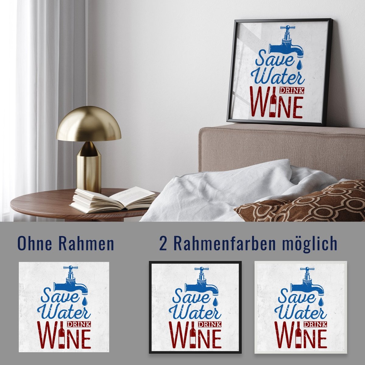 wandmotiv24 Poster, Poster - Spruch, Wein, Wasser - M0308 - Bild 4