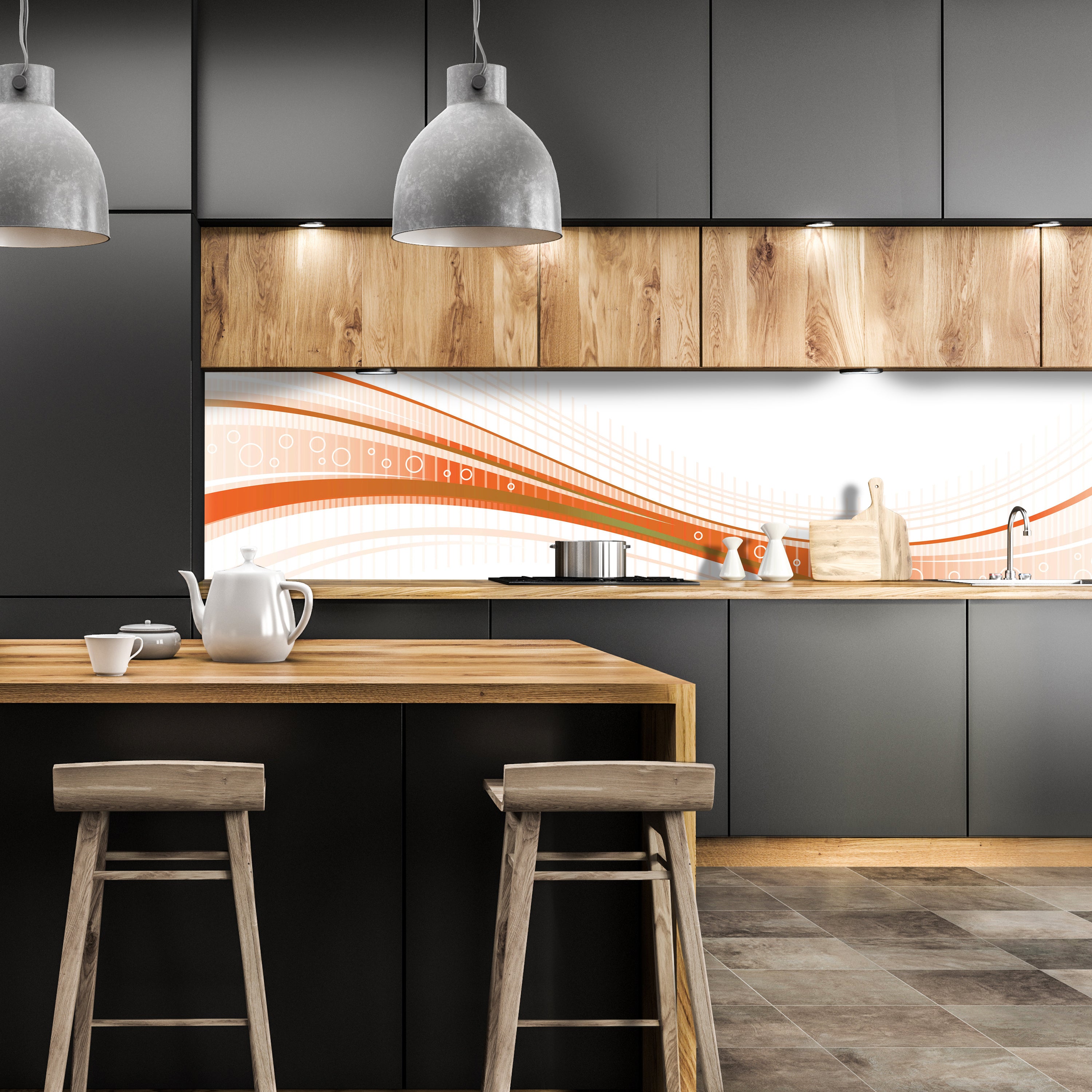 Küchenrückwand Orangene Welle M0315 entdecken - Bild 1