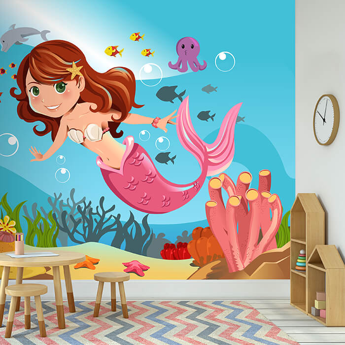 Fototapete Kinderzimmer Meerjungfrau Unterwasser M0318 - Bild 1