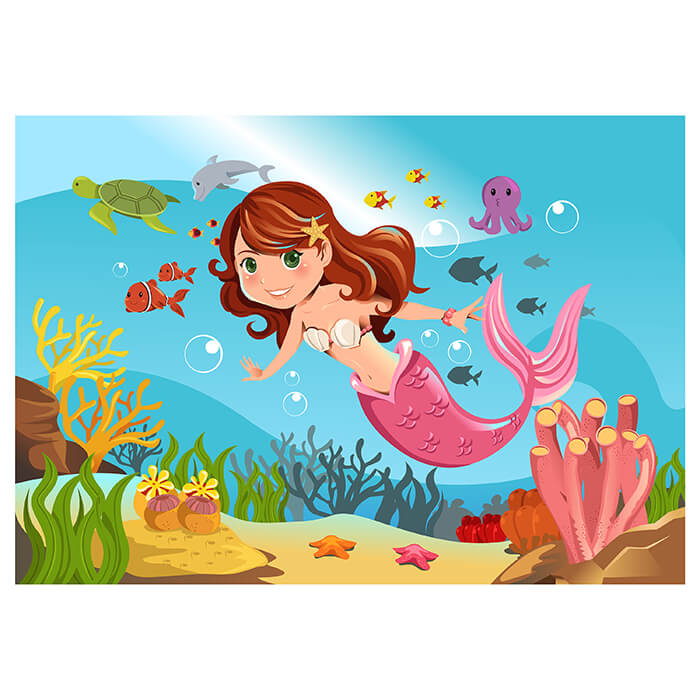 Fototapete Kinderzimmer Meerjungfrau Unterwasser M0318 - Bild 2
