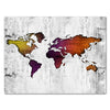 Canvas print World map, landscape format, colorful, wood & concrete M0320