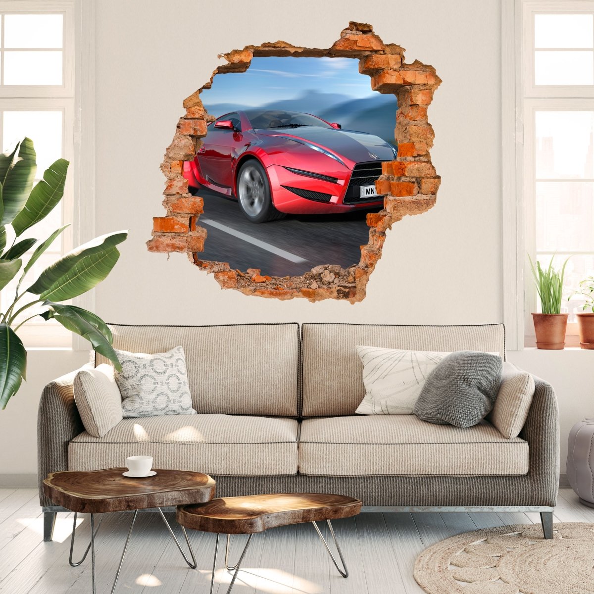 3D Wall Sticker Driving Sports Car - Wall Decal M0332