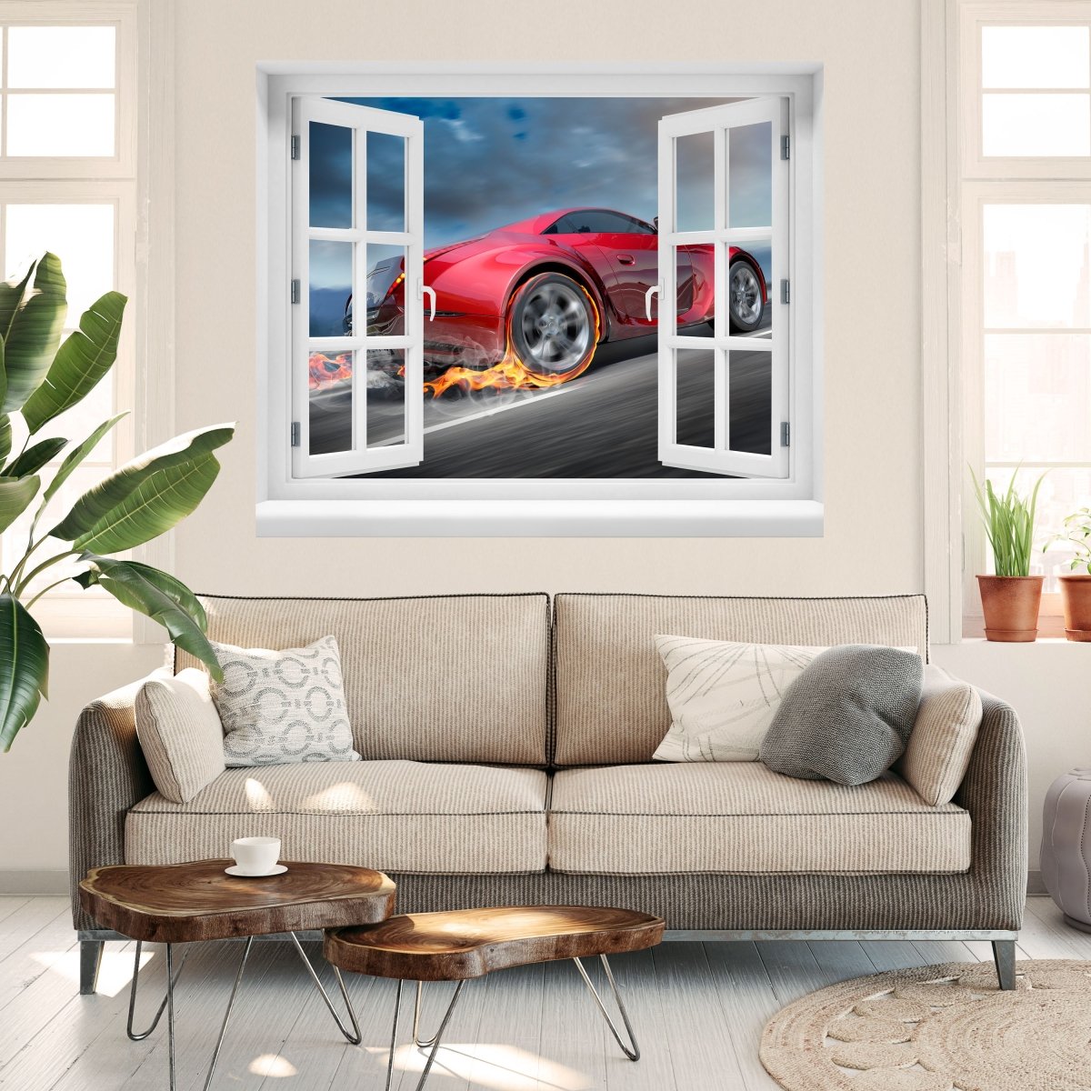 3D wall sticker sports car in action - Wall Decal M0334