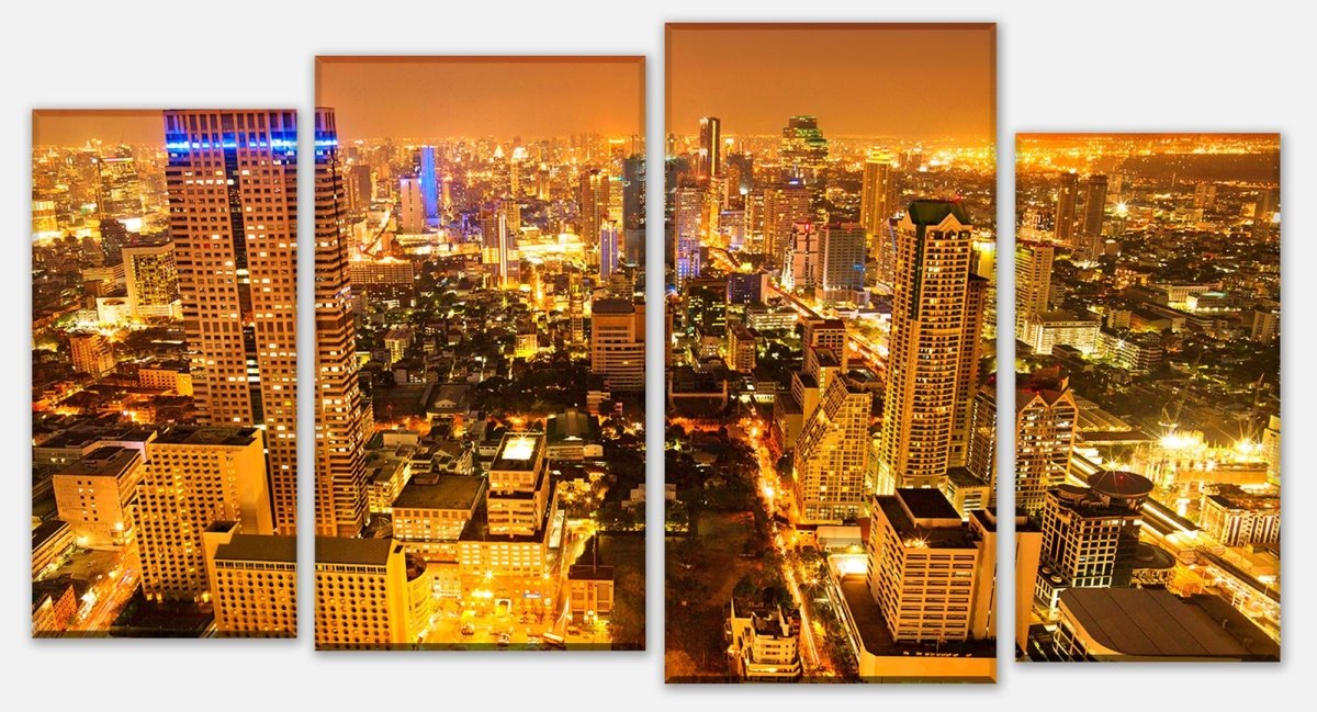 Stretched Canvas Print Golden Night in Bangkok M0341