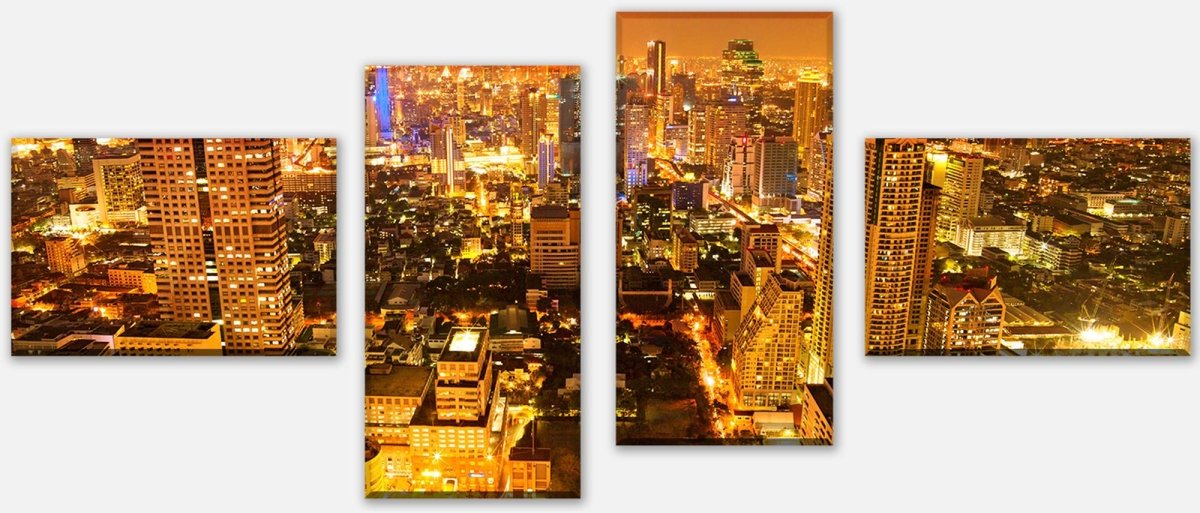 Leinwandbild Mehrteiler Goldene Nacht in Bangkok M0341