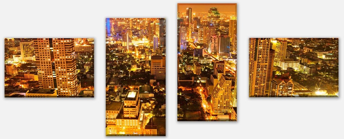 Leinwandbild Mehrteiler Goldene Nacht in Bangkok M0341