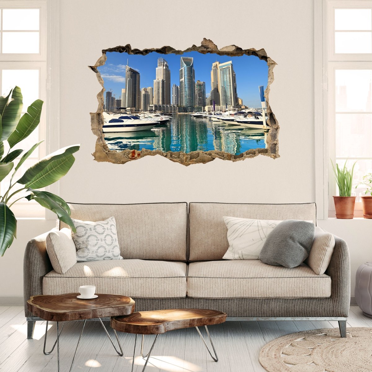 Sticker mural 3D Dubai Skyline - Wall Decal M0342
