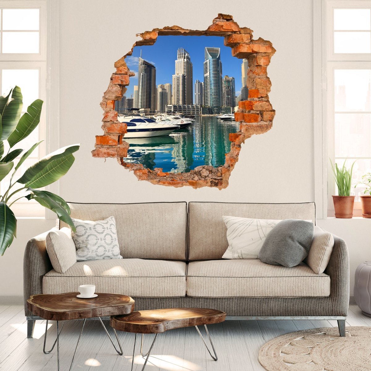 Sticker mural 3D Dubai Skyline - Wall Decal M0342