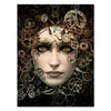 Leinwandbild Fantasy, Hochformat, Steampunk Frau, Uhr M0350