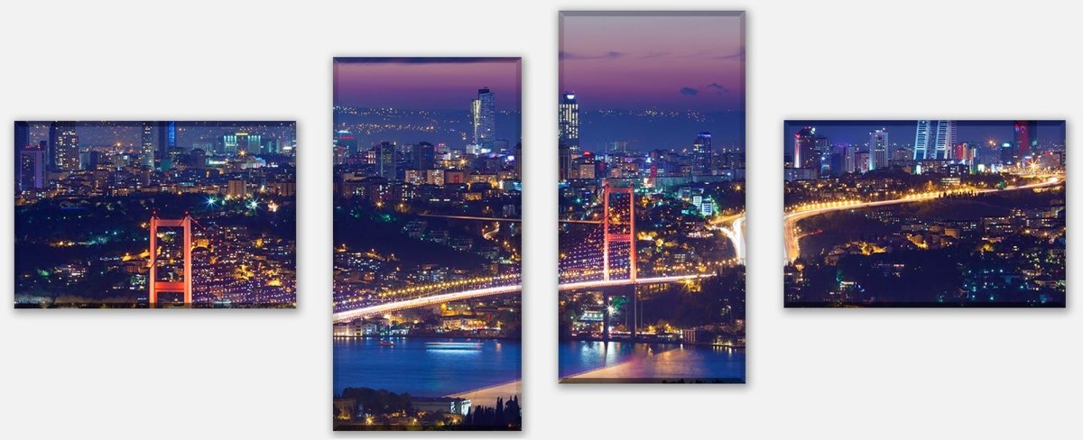 Leinwandbild Mehrteiler Istanbul bei Nacht M0374