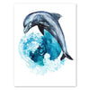 Tableau sur toile Portrait maritime dauphin sautant aquarelle M0395