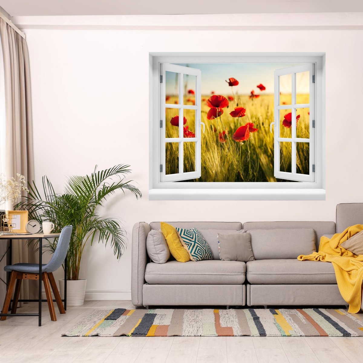 Cornfield with poppies 3D wall sticker - Wall decal M0398