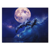 Canvas print Maritime, landscape format, dolphins, waves, moon, stars M0400