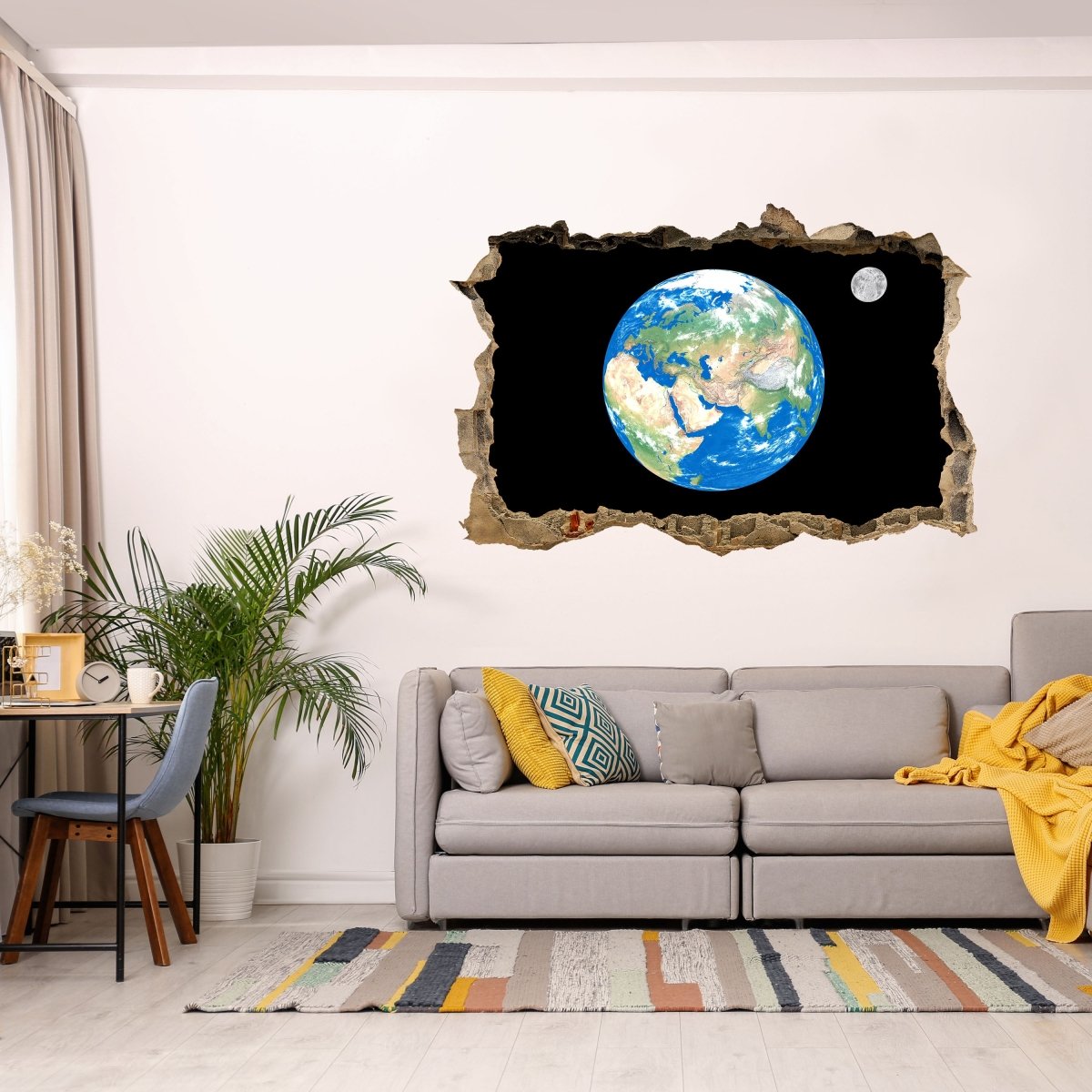 3D wall sticker earth with moon - Wall Decal M0402